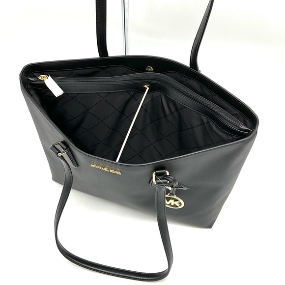 Michael Kors Bag Large Sheila Mf Tote Bag & Large Double Zip Wallet Black/Gold - Picture 9 of 14